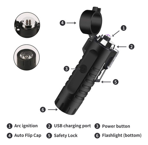 Linterna Portátil H, Usb, Led, Encendedor Eléctrico 8734