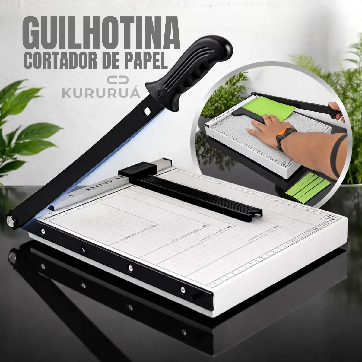 Cortador Manual Guilhotina Profissional A4 Em Metal 30cm Papel, B5, A5, B6 E B7 Trava E Guias Marca Kururuá