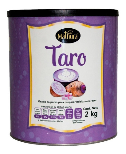 Taro En Polvo 1 Lata De 2kg Marca Mathura 