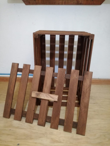 Huacal De Madera Con Tapa Acabado Fino Color Nogal