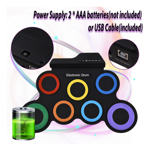 Batería Eléctrica Portátil: 7 Almohadillas Con Conector Para