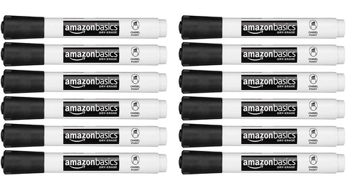 Marcador Rotulador Amazon Basics Borrado En Seco Negro X12