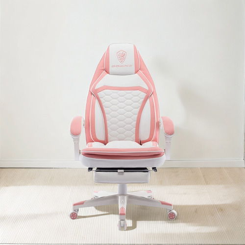 Silla Gamer Reclinable Reposapies Pielsint Color Rosa Dowinx