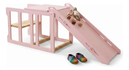 Torre Aprendizagem Escorregador 4em1 Montessori Brinquedo Rosa Bebê