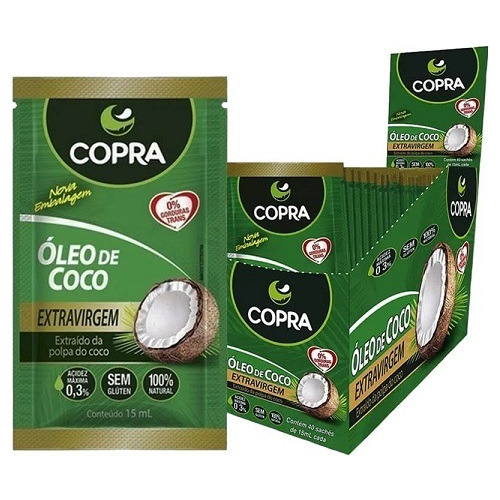 Óleo De Coco Copra Sachê 15ml Caixa Com 40 Unidades