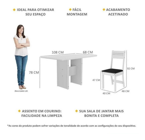 Juego De Comedor Siena 4 Puestos Color Blanco 78x108x68