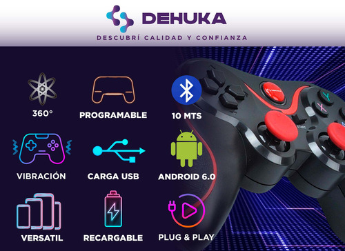 Celulares Android compatíveis com joystick, acessórios Dehuka, dispositivos de controle, teclas de mapeamento, botões programáveis, gamepads, gamepads, jogos, jogos, sem fio, Bluetooth, perfeitos para Pubg e Fortnite