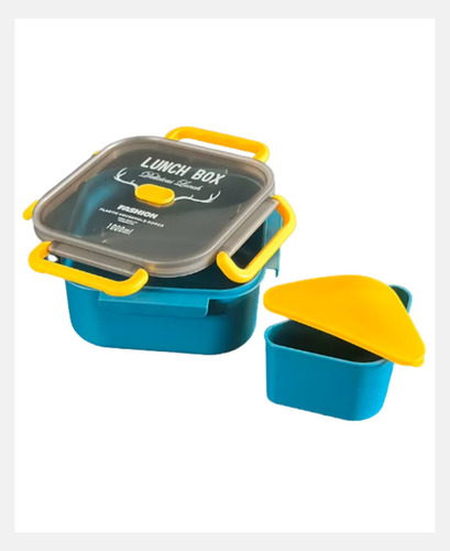 Lunchera Vianda Termica Camping Viajes Con Cubiertos Plastic Azul