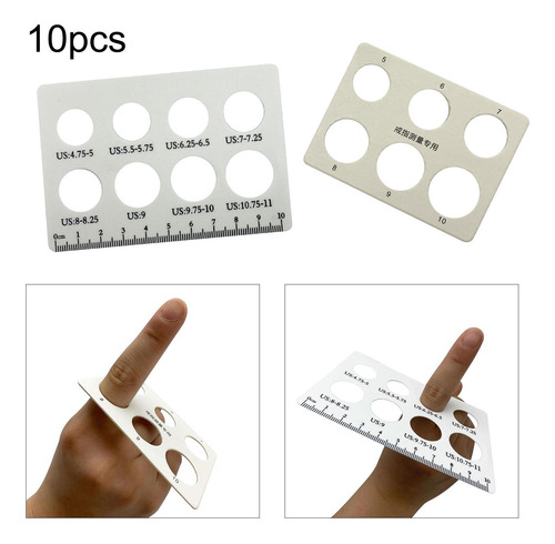 10 Piezas De Tarjetas Medidoras De Tamaño De Anillo,