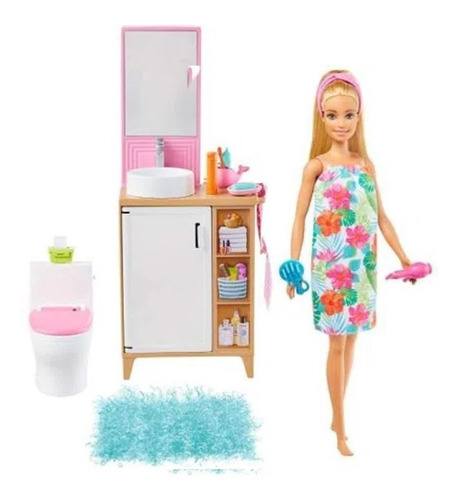 Imagen 1 de 5 de Muñeca Barbie Cuarto De Baño  Mattel