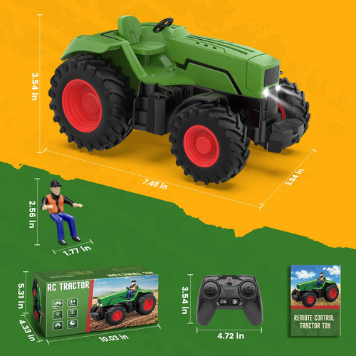 Tractor A Control Remoto Rc De Juguete Granja 124 Para Niños Color Personaje
