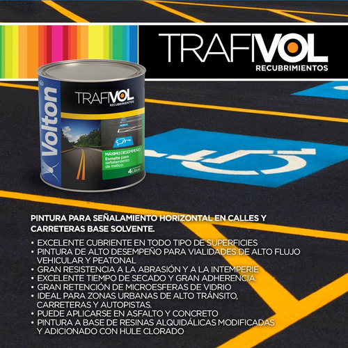 Pintura P/trafico B Solvente, Negro, Volton, Galón 4l