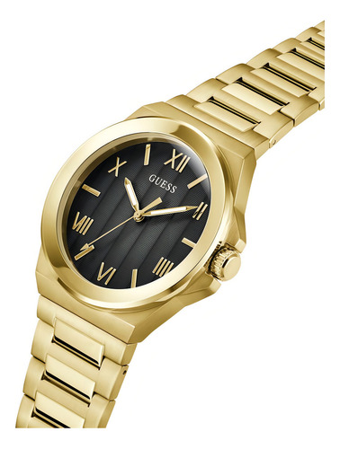 Reloj Guess Vinyl Acero Inoxidable Dorado Hombre Fondo Negro