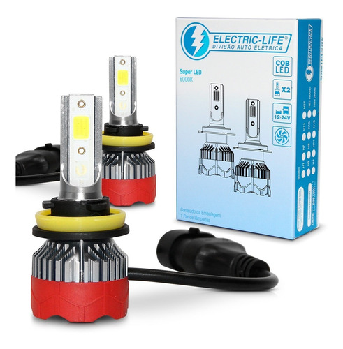 Kit 2 Lâmpadas Super Led 6000k H11 H8 H16 Carro Cob Canbus