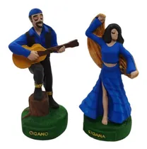 Comprar Esculturas Ciganos Casal Azul Escuro Em Resina 11 Cm