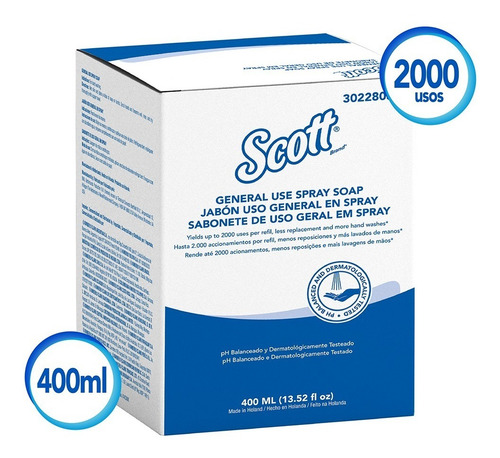 Imagen 3 de 7 de Combo Dispensador + Repuesto Jabón Scott En Spray 400ml