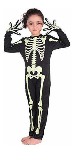 Disfraz De Esqueleto De Halloween Para Niños Con Guantes Qu