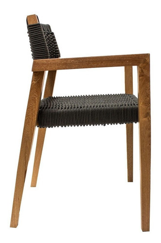 Silla Artesanal Madera Cuerda Morelia By Promobel Color de la estructura de la silla Natural Color del asiento Negro Diseño de la tela No aplica
