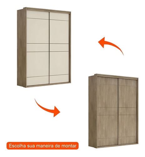 Guarda-roupa Solteiro Qualita 100% Mdf Carvalho/off White Cor Carvalho