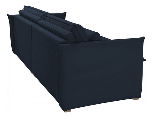 Sofá Cama 3 Lugares Aurora Retrátil Veludo Azul - Celflex