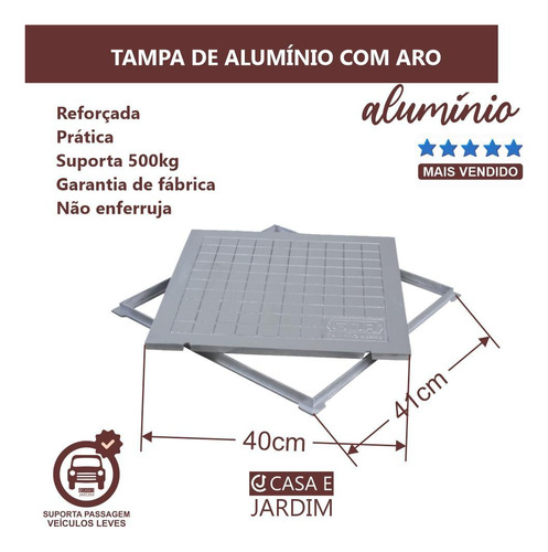 Tampa Caixa Gordura Inspeção Esgoto Energia 40x40 Alumínio