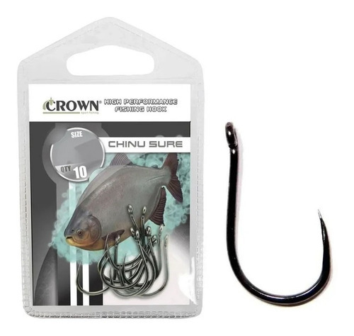 Anzol Crown Chinu Sure Black Nº 9 - 10 Pçs