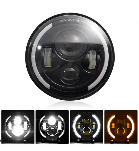 Faro Led 7'' Redondo Para Jeep/moto/ojos De Ángel