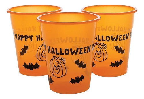 Vasos Happy Halloween Desechablesde Plástico 50 Und 16 Onzas