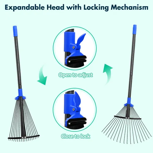 Rastrillo De Hojas De Jardin Con Cabezal Expandible De 9.5 A