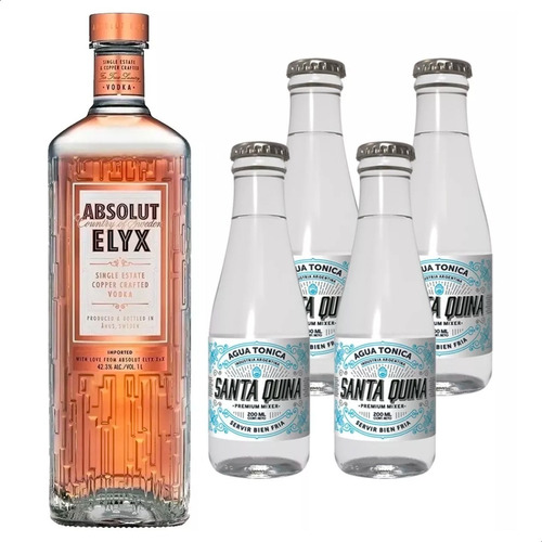 Vodka Absolut Elyx  Premium + Agua Tonica Santa Quina