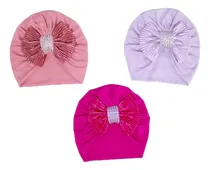 Comprar 3 Gorros Turbantes Bebe Moño, Recién Nacida Niña, Algodón