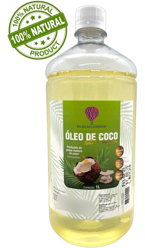 Óleo De Coco Extra Virgem 100% Puro Natural 1 Litro