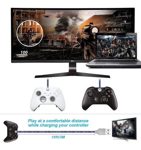 Cable De Carga Para Controlador Xbox One - 2 Unidades De 10