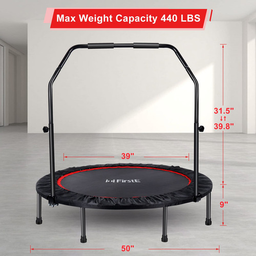 Mini Trampolín Fitness 127 Cm Plegable Con Mango Ajustable M