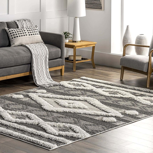 Presleigh High Low Textured Shaggy Diamond Area Rug, 63...