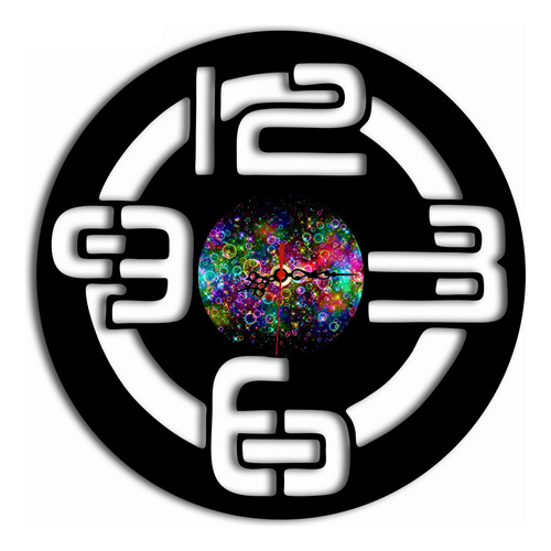 Reloj De Decoración Negro Multicolor