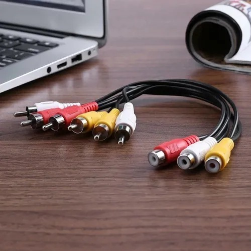 Cable Divisor De Señal Splitter 3 Rca Hembra A 6 Rca Macho