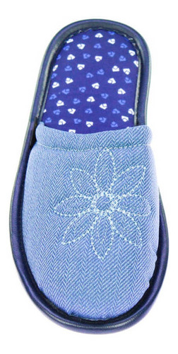 Pantufla Dama Mujer Calzatura 10005 Azul Descanso Suave Conf
