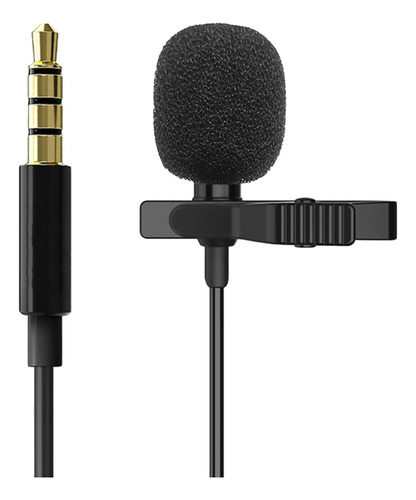 Micrófono De Solapa Auxiliar 3.5mm Omnidireccional Negro