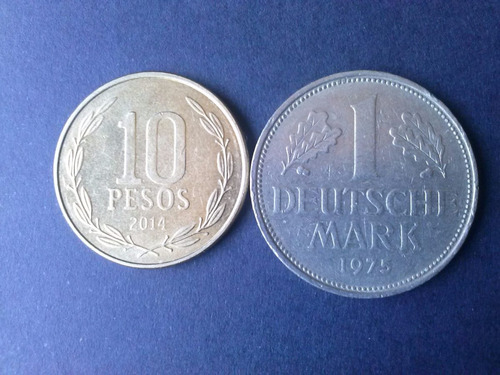 Moneda Alemania Federal 1 Mark Níquel 1975 Ceca F