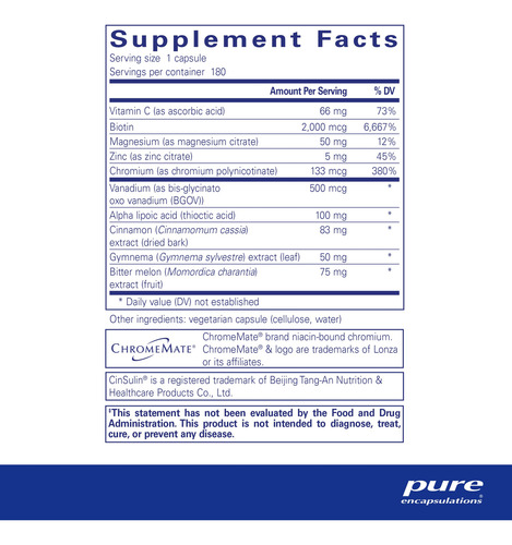 Suplemento Pure Encapsulations Glucofunction 180 Cápsulas