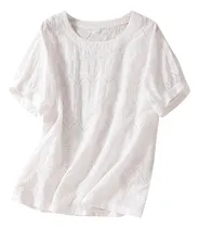 Comprar Blusas De Verano Finas De Algodón Y Lino Con Cuello Redondo 