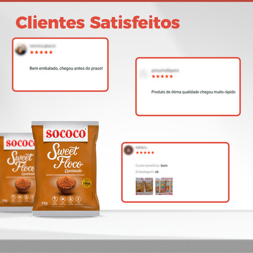 Coco Queimado Flocos Úmido Sweet 1kg - Sococo