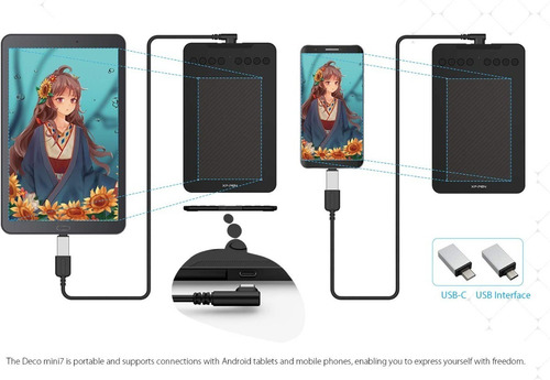 Imagen 6 de 10 de Tableta Digital P/diseño Grafico Mediana Xp-pen Deco Mini 7