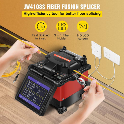 Vevor Fusion Splicer Enfoque Automático Jw4108s Ftth Fibra Ó