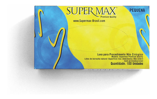 Luvas Para Procedimentos Supermax Pequena Com 100 Unidades