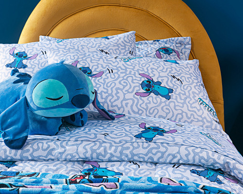 Jogo De Cama Solteiro 3 Peças Disney 100% Algodão Macio Cor Lilo Cool Desenho Do Tecido Liso