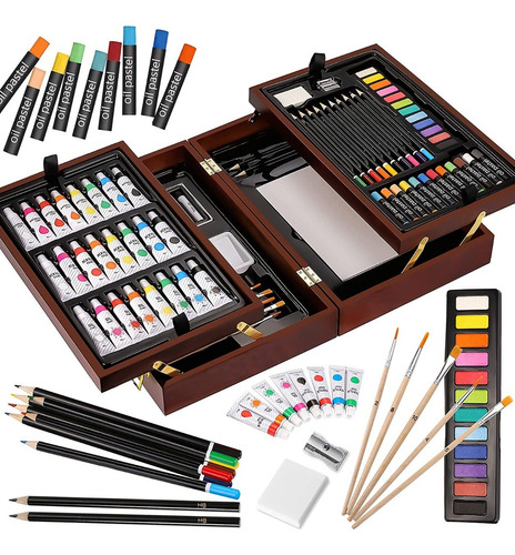 Vigorfun Deluxe Art Set En Estuche De Madera, Con Pasteles S