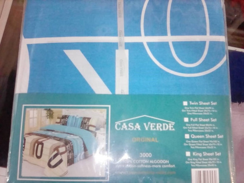 Juego De Sabanas Queen Marca Casa Verde