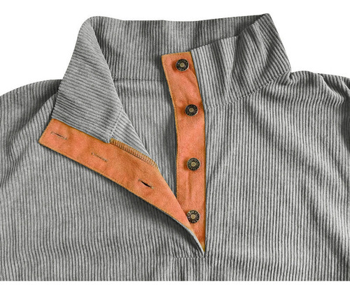 Camisa De Manga Larga Sudadera Pana Casual Cuello Alto 12